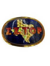 READ ZZ TOP TEXAS VINTAGE 1977 PACIFICA COLLECTIBLE PRISM ROCK BELT BUCKLE 3.5” picture
