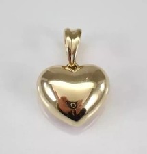 Vintage Puffy Heart Charm Women's Pendant 14K Yellow Gold Plated Silver picture