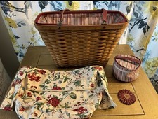 Longaberger 2004 Woven Market Career Tote, 2 Liners, Protector, Mirror & Pouch  picture