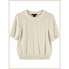 Sincerely Jules Cream Half-Sleeve Sweater Top, Size L picture