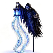 Halloween Grim Reaper Yard Stake, Solar Ghost Soul Light Outdoor Decoration picture