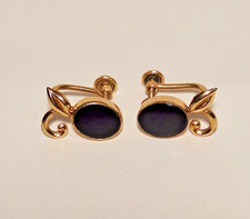 Vintage 1/20th 12 kt Gold Filled Black Onyx Screw Back Earrings picture