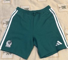adidas Mexico Soccer Shorts Green with White Stripes Polyester Size L picture
