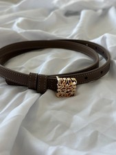Loewe Anagram Logo Leather Belt Taupe Brown Gold Tone picture