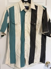 Wrangler Brushpopper Western Vintage Shirt Size Large 16.5 Short Sleeve picture