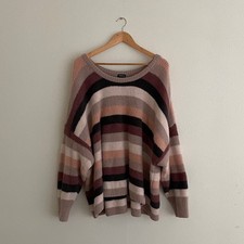 Torrid Striped Drop Shoulder Sweater Tan Multi-Color Scoop picture