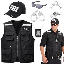 6Pcs FBI Agent Costume Set for Men Women,Halloween Secret 17.7*9.8*1in, Black picture