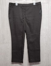 Worthington Pants Womens 16 Slim Fit Ankle Dress Black Brown Check 36x27 Low NWT picture