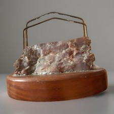 UNIQUE VINTAGE RETRO DESK ORGANIZER RARE ROSE CALCITE OBSCURE OZARKS ARTIST WOW picture