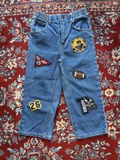VTG 97 Looney Tunes Taz Bugs Wile E Football Patches Youth Sz 4 Jeans Baggy Rare picture