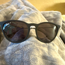 Ray-Ban Men's Polarized Round Sunglasses Black Plastic Frame Gray Lenses. picture