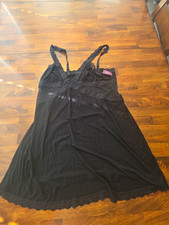 Adore Me Black Lace Trim Full Slip/Chemise Adjustable Straps Womens 0X 061 picture