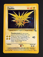 Wizards of the Coast Pokemon TCG Zapdos 15/62 Fossil Holo Rare 80 HP 1999 picture