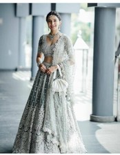 DESIGNER NET LEHENGA CHOLI WITH DUPATTA FOR INDIAN BOLLYWOOD WEDDING PARTY WEAR picture