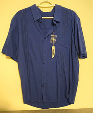 Coofandy Men’s XL Blue Short Sleeve Button-Up Spread Collar Pockets Woven picture