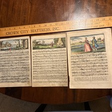 Antique 18thC Hand-Colored Engraved Sheet Music Leaves - Boyce Howard Lowe picture