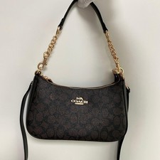 Coach Teri Shoulder Bag In Signature CV933 Gold/Maple/Black  picture