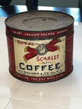 Vintage Royal Scarlet Coffee Metal  Coffee Can Tin picture