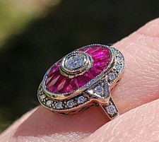 Art Deco Vintage Style Lab Created Diamond Wedding 14K White Gold Finish Ring picture