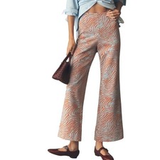 Maeve for Anthropologie Zebra Knit Wide Leg Kick Flare Cuff Pants Womens Size M picture