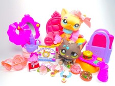 Littlest Pet Shop Messy Short Hair Cat #815 Tabby #816 & accessories authentic picture