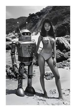 1960s Asian Woman and Vintage Robot Atomic Tiki Era Art Print ar1 picture