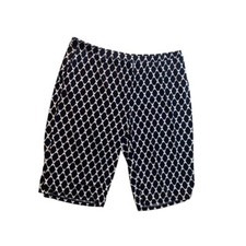 3X Susan Graver Pull On Navy Blue White Pattern Crop Pants Pockets Women's picture