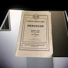 Vintage 1930 Hercules Motors Engine And Power Unit O Series Parts And PriceList  picture
