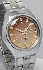 Vintage Orient Crystal 21 Jewels Automatic  Watch | Silver Case Orang Dial Retro picture