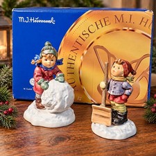 Goebel Hummel Set of Two First Snow Let It Snow 1999 Signed Master Painter MINTY picture