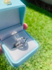 18K White Gold 0.90 CT (1.15 total) VS2 round brilliant natural diamond-Size 6.5 picture