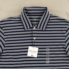Uniqlo Roger Federer By JW Anderson AIRism Polo Shirt Men Med Blue Striped NWT picture