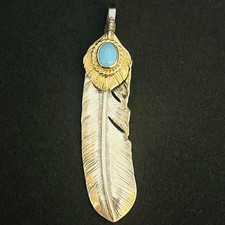Goro's Large Gold Rope Turquoise Feather picture
