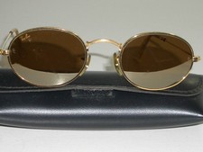 VINTAGE B&L RAY BAN W1909 XXAS OVAL GOLD MIRROR DIAMOND HARD CRYSTAL SUNGLASSES picture