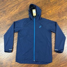Asics Jacket Mens L Blue Full Zip Windbreaker Lite-Show Mesh Water Repellent picture