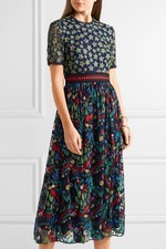 NWOT Saloni Jackie Crochet Embroidered Tulle Midi Dress, Size 0, Retail $1060 picture