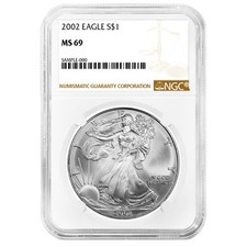 2002 $1 American Silver Eagle NGC MS69 Brown Label picture