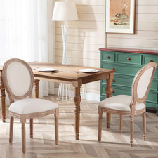 Vintage French Country Dining Chairs Set of 2 with Carved Wood Frame picture