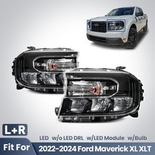 For 2022-2024 Ford Maverick XL XLT Black LED Headlight w/o DRL w/Bulb Left+Right picture