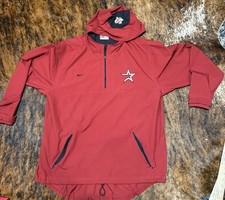 Vintage Houston Astros Nike Brick Red Embroidered 1/4 Zip Windbreaker Jacket L picture