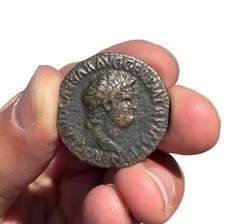 Nero AE As 62-68 AD RIC 477 Lugdunum Victory SPQR Ancient Roman Coin 10.75g picture