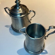 VTG 1920-1930s International Pewter Creamer And Sugar Set English Colonial 33 picture