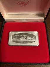 1979 Franklin Mint Christmas Ingot 1000 Grain Sterling Silver w/Box   2 picture