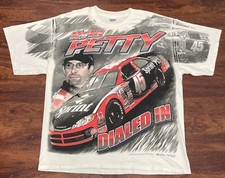 Rare VTG 90s Gildan Activewear Kyle Petty All Over Print Double Sided Shirt XL picture