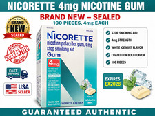 Nicorette 4mg Nicotine Stop Smoking Aid Gum, White Ice Mint 100 Count EX2028 picture