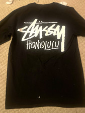 Stüssy Men’s Black Long Sleeve Graphic Logo T-Shirt, Regular Size S picture