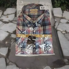 Gold Label Roundtree & Yorke Blue Plaid Button Down Short Sleeve Shirt Mens XLT picture