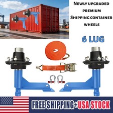 2Pack 8800lbs Shipping Container Wheels 6-Lug Kit Heavy Ship Container Axles USA picture