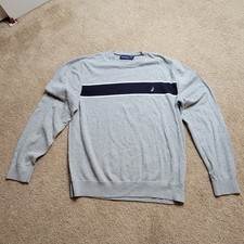 Nautica Mens Crewneck Grey Knit Sweater- Size XL picture