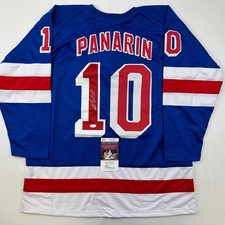 Autographed/Signed Artemi Panarin New York Blue Hockey Jersey JSA COA picture
